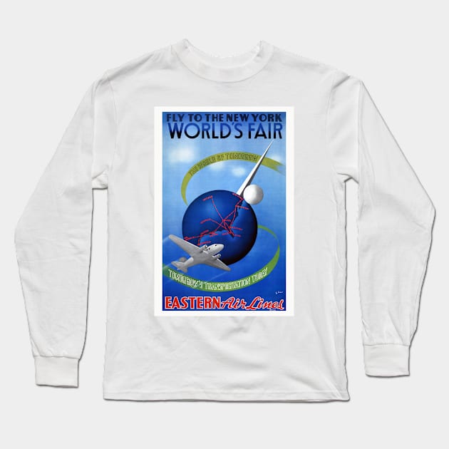 Fly to the New York World's Fair Vintage Poster Long Sleeve T-Shirt by vintagetreasure